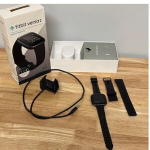 Fitbit Versa 2 Watch Black with Extra Bands and Charger
